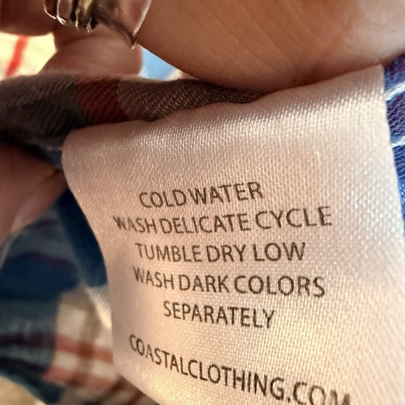 Coastal Shirt Mens Large Blue Red Plaid Western Pearl Snap Long Sleeve Cowboy - Picture 5 of 5